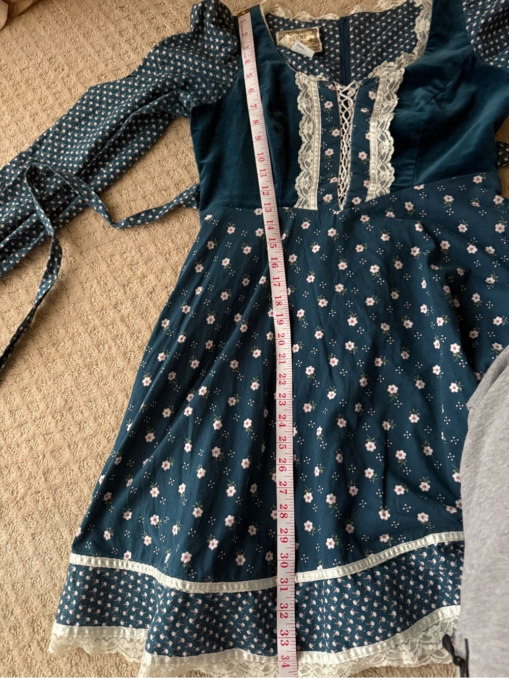 Gunne Sax Blue Floral Mini Dress - Picture 10 of 10
